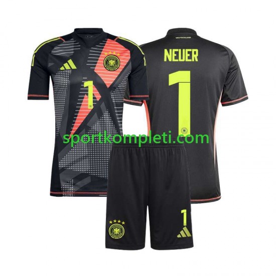 Njemačka Vratar Crno Djeca Domaći Nogometni Dres Manuel Neuer 1 Euro 2024 Kratki Rukavi