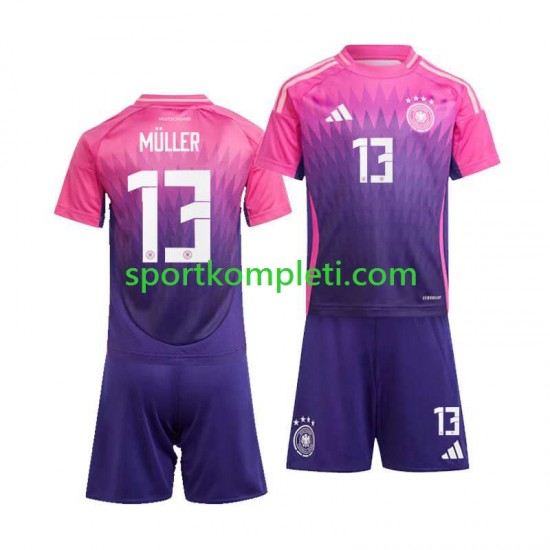 Njemačka Djeca Gostujući Nogometni Dres Thomas Muller 13 Euro 2024 Kratki Rukavi