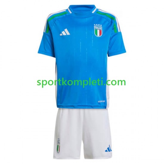 Italija Djeca Domaći Nogometni Dres Euro 2024 Kratki Rukavi