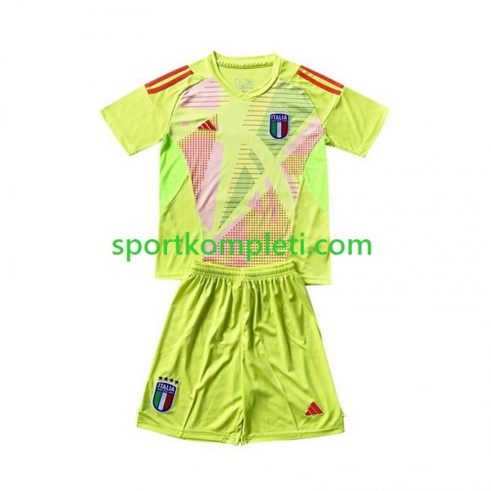 Italija Vratar Djeca Domaći Nogometni Dres Euro 2024 Kratki Rukavi