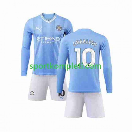 Manchester City Djeca Domaći Nogometni Dres Grealish 10 2023-2024 Dugi Rukavi