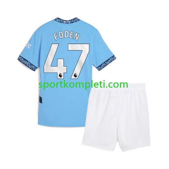 Manchester City Plava Djeca Domaći Nogometni Dres Phil Foden 47 2024-2025 Kratki Rukavi