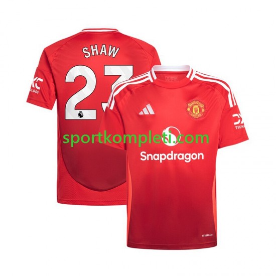Manchester United Crvena Muškarci Domaći Nogometni Dres Luke Shaw 23 2024-2025 Kratki Rukavi Manchester United Crvena Muškarci Domaći Nogometni Dres Luke Shaw 23 2024-2025 Kratki Rukavi