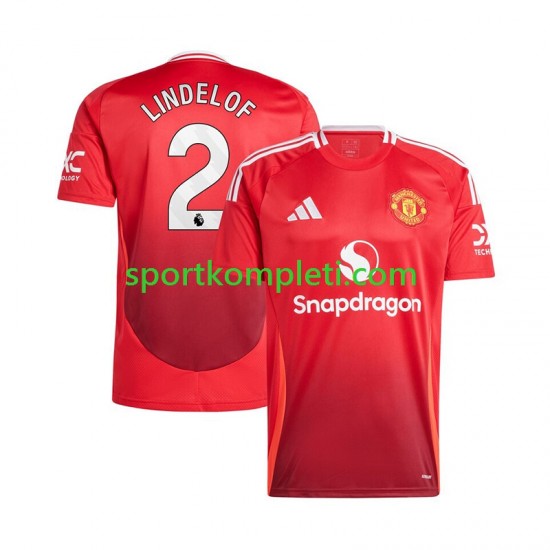 Manchester United Crvena Muškarci Domaći Nogometni Dres Victor Lindelof 2 2024-2025 Kratki Rukavi