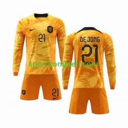 Nizozemska Djeca Domaći Nogometni Dres De Jong 21 World Cup 2022 Dugi Rukavi