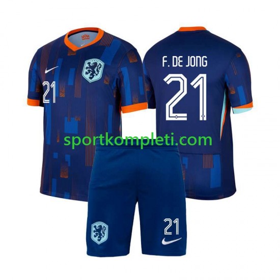 Nizozemska Djeca Gostujući Nogometni Dres Frenkie de Jong 21 Euro 2024 Kratki Rukavi