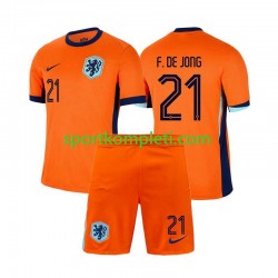 Nizozemska Djeca Domaći Nogometni Dres Frenkie de Jong 21 Euro 2024 Kratki Rukavi