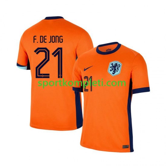 Nizozemska Muškarci Domaći Nogometni Dres Frenkie de Jong 21 Euro 2024 Kratki Rukavi