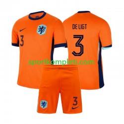 Nizozemska Djeca Domaći Nogometni Dres Matthijs de Ligt 3 Euro 2024 Kratki Rukavi
