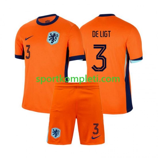 Nizozemska Djeca Domaći Nogometni Dres Matthijs de Ligt 3 Euro 2024 Kratki Rukavi