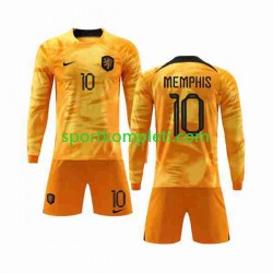 Nizozemska Djeca Domaći Nogometni Dres Memphis 10 World Cup 2022 Dugi Rukavi