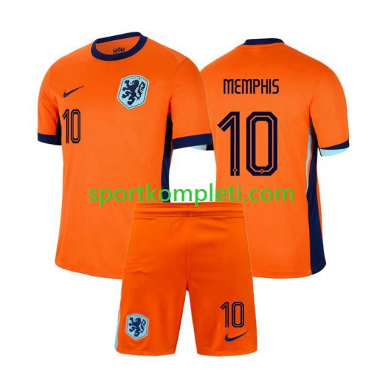 Nizozemska Djeca Domaći Nogometni Dres Memphis Depay 10 Euro 2024 Kratki Rukavi
