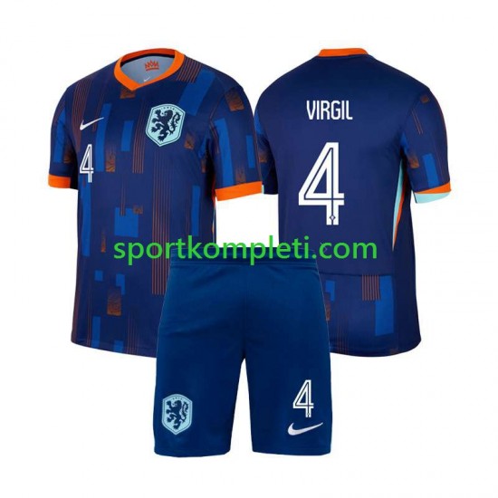 Nizozemska Djeca Gostujući Nogometni Dres Virgil van Dijk 4 Euro 2024 Kratki Rukavi