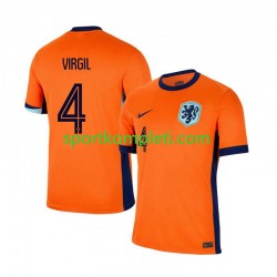 Nizozemska Muškarci Domaći Nogometni Dres Virgil van Dijk 4 Euro 2024 Kratki Rukavi