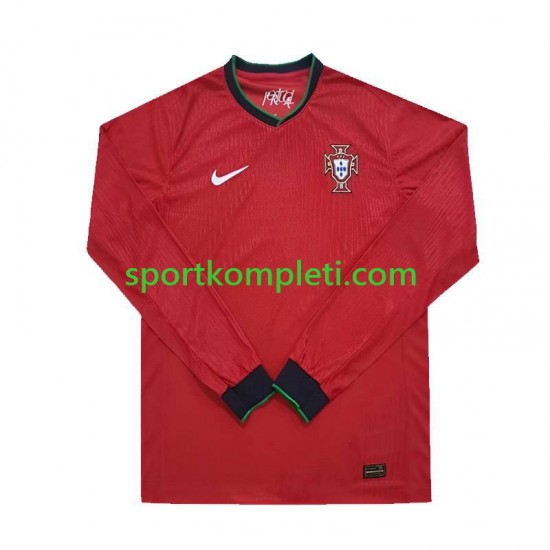 Portugal Crvena Muškarci Domaći Nogometni Dres Euro 2024 Dugi Rukavi