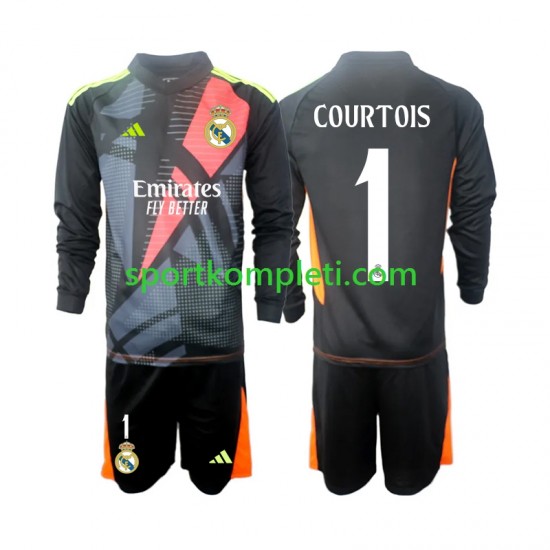 Real Madrid Vratar Crno Djeca Gostujući Nogometni Dres Thibaut Courtois 1 2024-2025 Dugi Rukavi