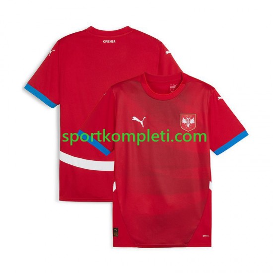 Srbija Crvena Muškarci Domaći Nogometni Dres Euro 2024 Kratki Rukavi