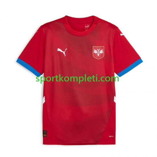Srbija Crvena Muškarci Domaći Nogometni Dres Euro 2024 Kratki Rukavi
