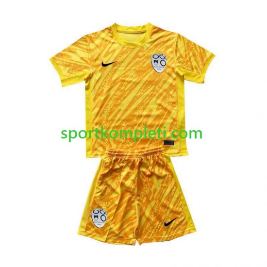 Slovenija Vratar Žuta boja Djeca Domaći Nogometni Dres Euro 2024 Kratki Rukavi