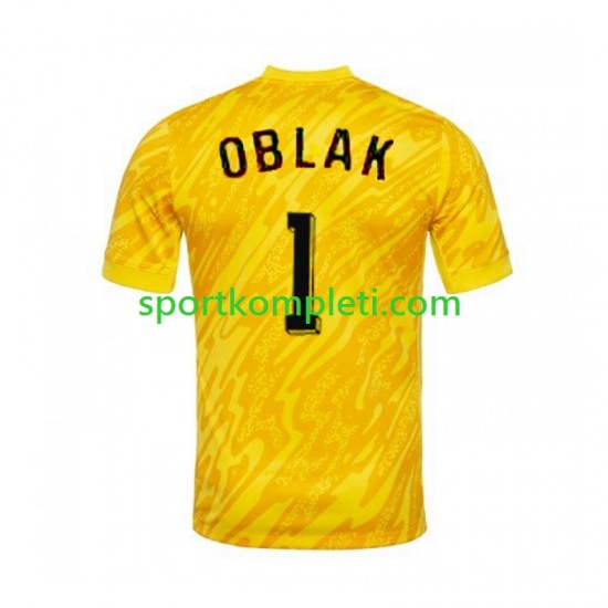 Slovenija Vratar Žuta boja Muškarci Domaći Nogometni Dres Jan Oblak 1 Euro 2024 Kratki Rukavi