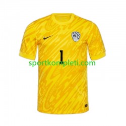 Slovenija Vratar Žuta boja Muškarci Domaći Nogometni Dres Jan Oblak 1 Euro 2024 Kratki Rukavi