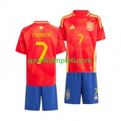 Španjolska Djeca Domaći Nogometni Dres Alvaro Morata 7 Euro 2024 Kratki Rukavi