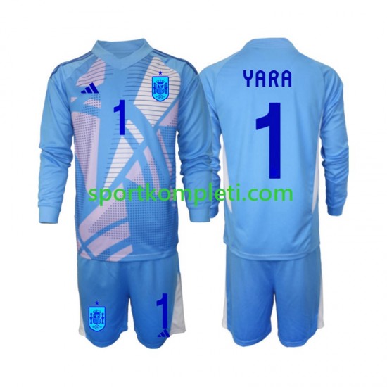 Španjolska Vratar Djeca Domaći Nogometni Dres David Raya 1 Euro 2024 Dugi Rukavi