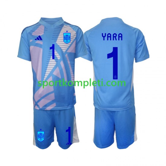 Španjolska Vratar Djeca Domaći Nogometni Dres David Raya 1 Euro 2024 Kratki Rukavi