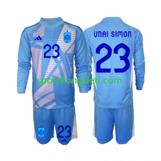 Španjolska Vratar Djeca Domaći Nogometni Dres Unai Simon 23 Euro 2024 Dugi Rukavi