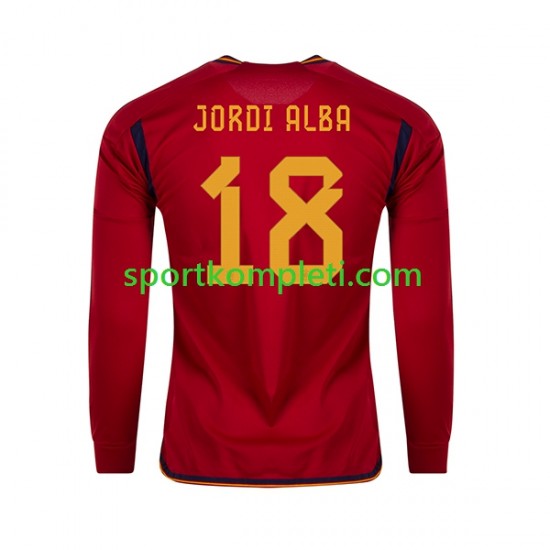 Španjolska Muškarci Domaći Nogometni Dres JORDI ALBA 18 World Cup 2022 Dugi Rukavi