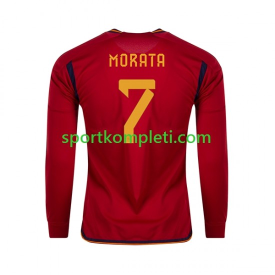 Španjolska Muškarci Domaći Nogometni Dres MORATA 7 World Cup 2022 Dugi Rukavi