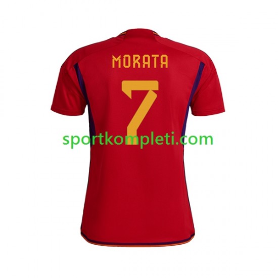 Španjolska Muškarci Domaći Nogometni Dres MORATA 7 World Cup 2022 Kratki Rukavi