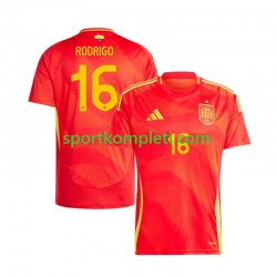 Španjolska Muškarci Domaći Nogometni Dres Rodrigo 16 Euro 2024 Kratki Rukavi