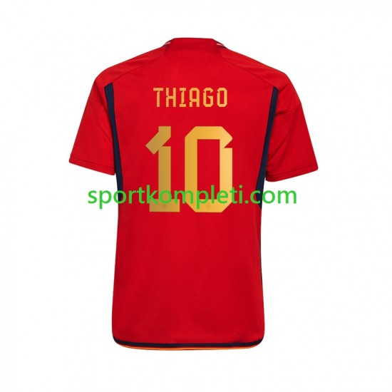 Španjolska Muškarci Domaći Nogometni Dres Thiago 10 World Cup 2022 Kratki Rukavi