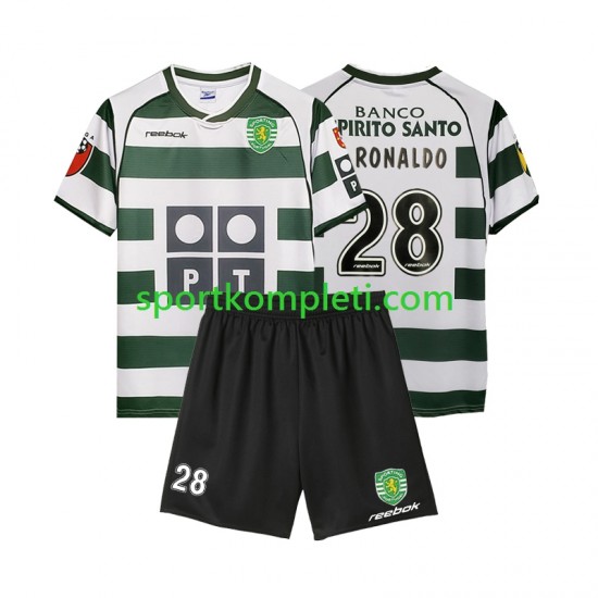 Sporting CP Retro Djeca Domaći Nogometni Dres Cristiano Ronaldo 28 2001 2003 Kratki Rukavi