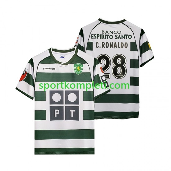 Sporting CP Retro Muškarci Domaći Nogometni Dres Cristiano Ronaldo 28 2001 2003 Kratki Rukavi