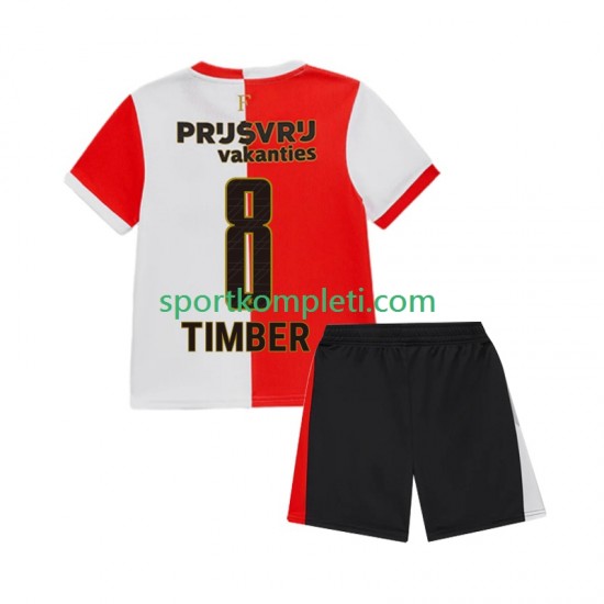 Feyenoord Rotterdam Djeca Domaći Nogometni Dres Quinten Timber 8 2025-2026 Kratki Rukavi