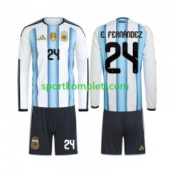 Argentina Djeca Domaći Nogometni Dres Enzo Fernandez 24 World Cup 2026 Dugi Rukavi