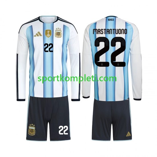Argentina Djeca Domaći Nogometni Dres Franco Mastantuono 22 World Cup 2026 Dugi Rukavi