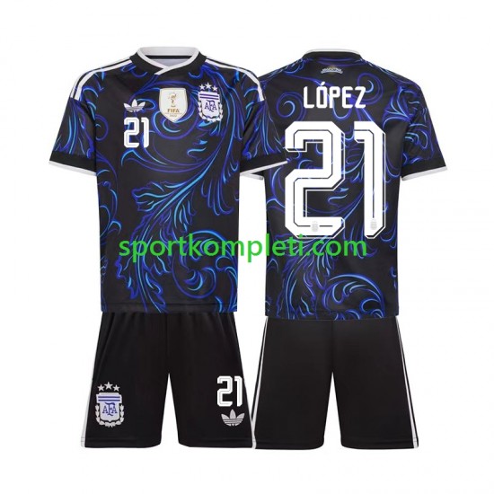 Argentina Djeca Gostujući Nogometni Dres Jose Manuel Lopez 21 World Cup 2026 Kratki Rukavi