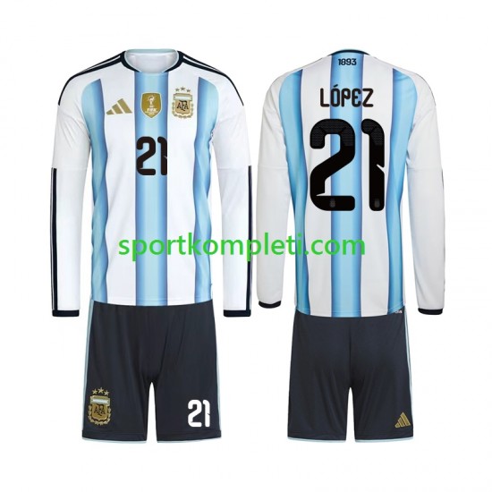 Argentina Djeca Domaći Nogometni Dres Jose Manuel Lopez 21 World Cup 2026 Dugi Rukavi