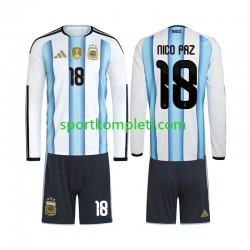 Argentina Djeca Domaći Nogometni Dres Nico Paz 18 World Cup 2026 Dugi Rukavi
