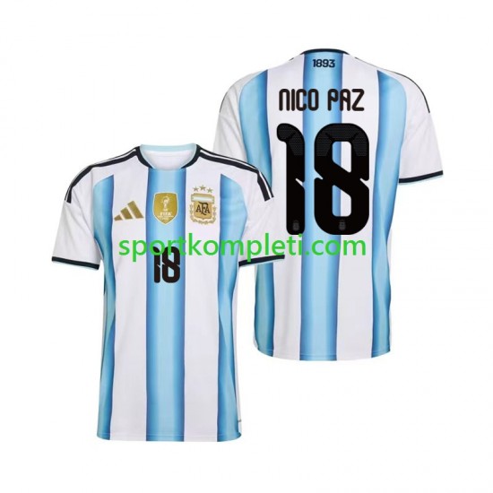 Argentina Muškarci Domaći Nogometni Dres Nico Paz 18 World Cup 2026 Kratki Rukavi