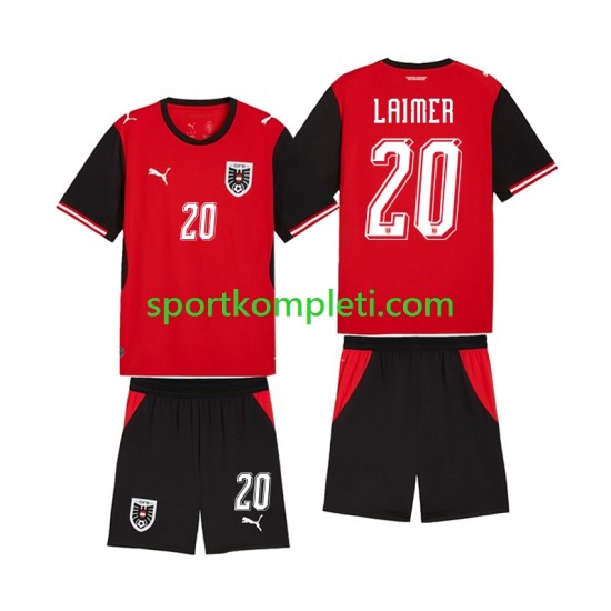 Austrija Djeca Domaći Nogometni Dres Konrad Laimer 20 World Cup 2026 Kratki Rukavi