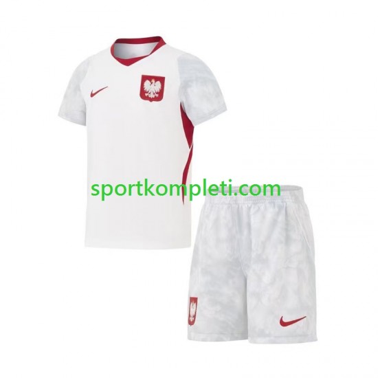 Poljska Djeca Domaći Nogometni Dres World Cup 2026 Kratki Rukavi