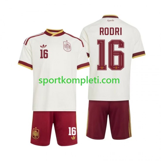Španjolska Djeca Gostujući Nogometni Dres Rodri 16 World Cup 2026 Kratki Rukavi