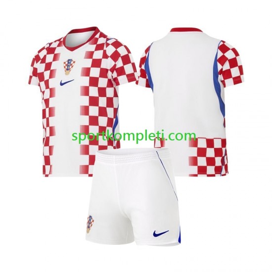 Hrvatska Djeca Domaći Nogometni Dres World Cup 2026 Kratki Rukavi