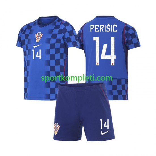 Hrvatska Djeca Gostujući Nogometni Dres Ivan Perisic 14 World Cup 2026 Kratki Rukavi