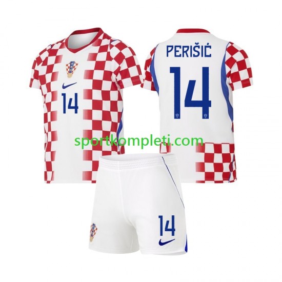 Hrvatska Djeca Domaći Nogometni Dres Ivan Perisic 14 World Cup 2026 Kratki Rukavi