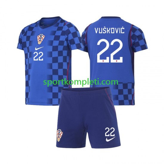 Hrvatska Djeca Gostujući Nogometni Dres Luka Vuskovic 22 World Cup 2026 Kratki Rukavi